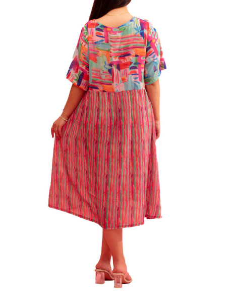 Robe Nenuphar avec Imprimé Coloré Gozé - Robes Femme aux Nénuphars | Faroma