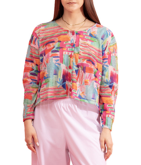 Gozé Nina Peinture Colourful Printed Coat - Women's Artistic Print Coats | Faroma 2