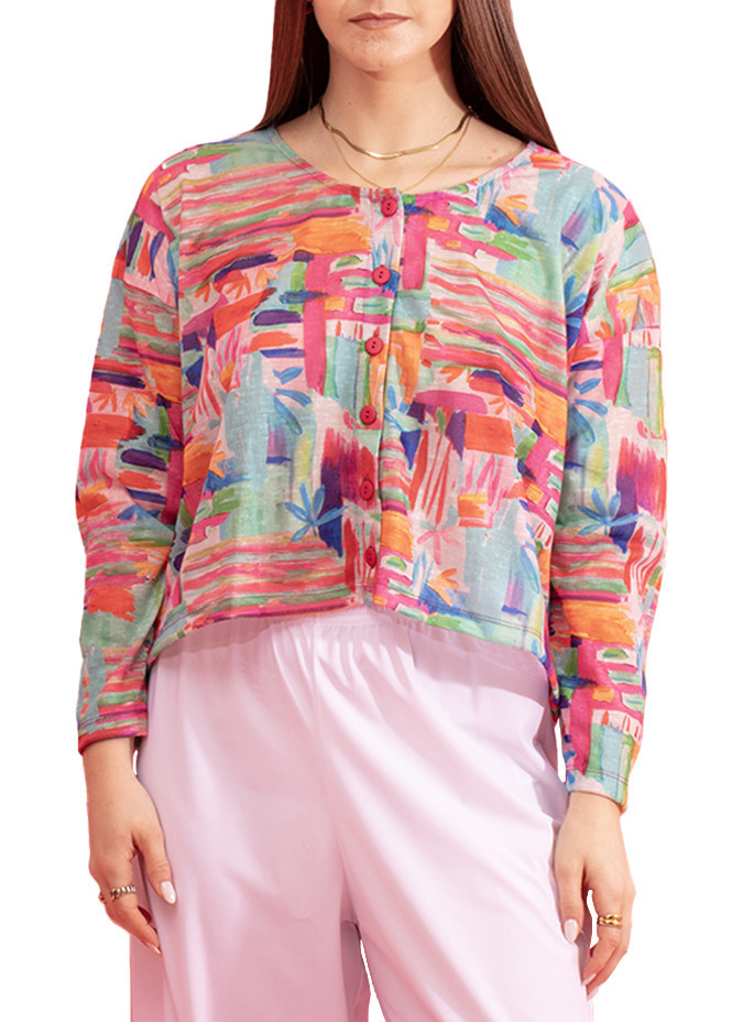 Gozé Nina Peinture Colourful Printed Coat - Women's Artistic Print Coats | Faroma