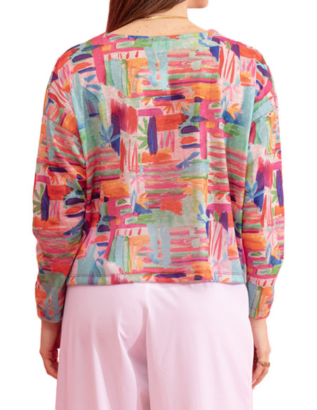 Manteau Nina Peinture avec Imprimé Coloré Gozé - Manteaux Femme avec Imprimés Artistiques | Faroma