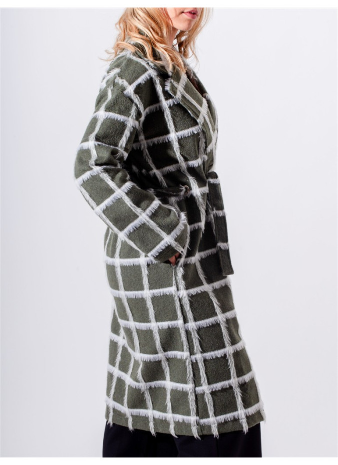 Maloka Thomas Khaki Long Belted Coat - Women's Long Coats | Faroma