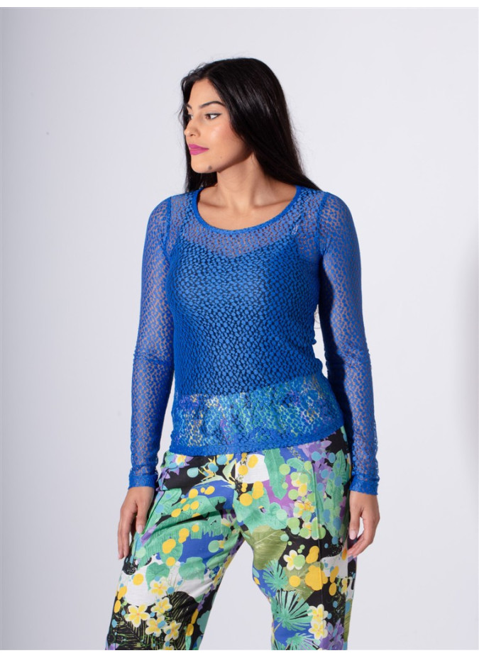 T-shirt Yvone en Résille Maloka - T-shirts Femme avec Texture en Résille | Faroma