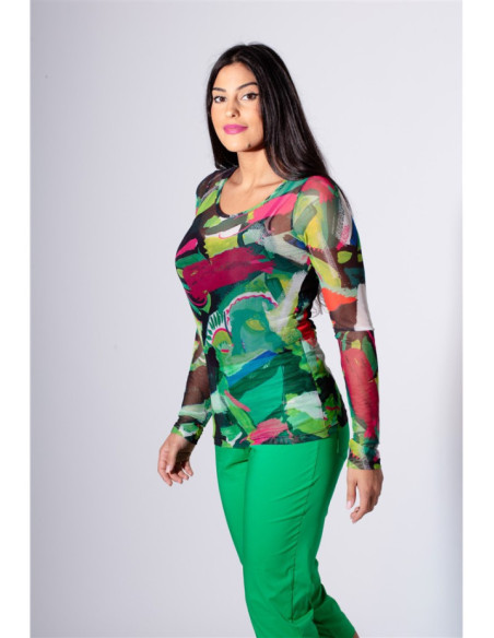 T-shirt Yvone en Résille Maloka - T-shirts Femme avec Texture en Résille | Faroma