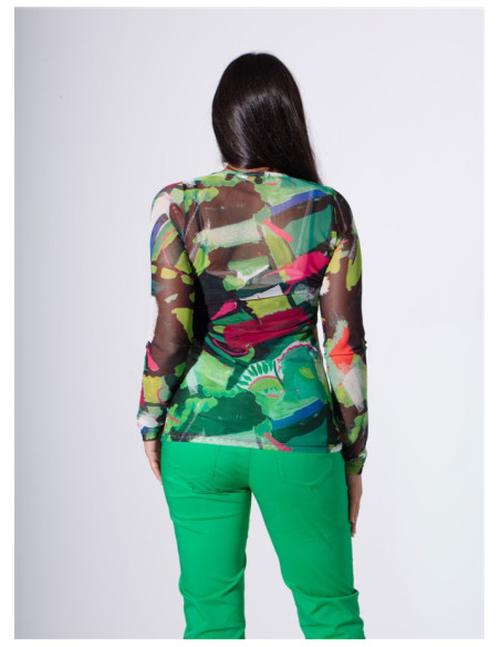 T-shirt Yvone en Résille Maloka - T-shirts Femme avec Texture en Résille | Faroma