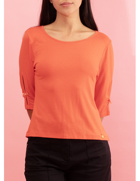 T-shirt à manches 3/4 avec nœuds Julia