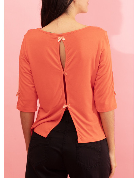3/4 sleeve T-shirt with bows detail Julia