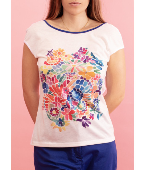 T-shirt à col rond imprimé floral Mosaique 2