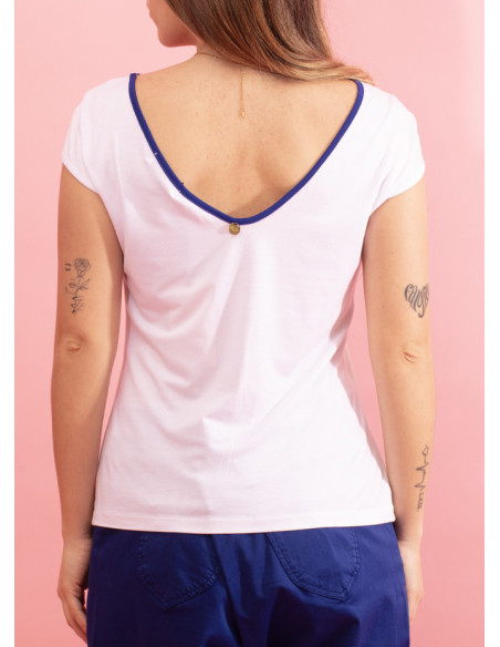 T-shirt estampado floral e decote redondo Mosaique