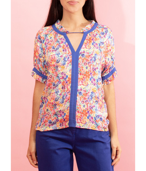 Chemise à fleurs contrastée et à volants Petale 2