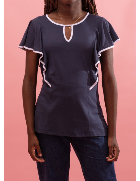 T-shirt com detalhe folhos Lauda