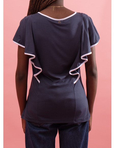 T-shirt com detalhe folhos Lauda