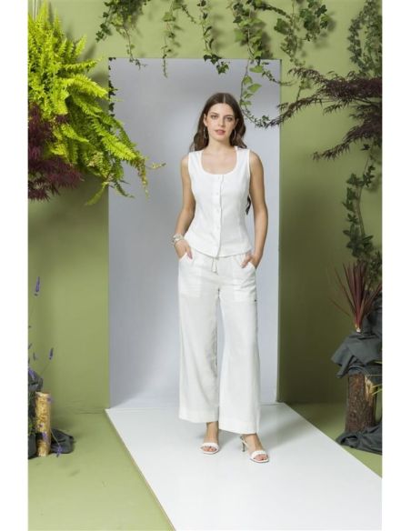 Manteau Alexandrie Blanc Cassé Maloka - Manteaux Femme en Blanc | Faroma
