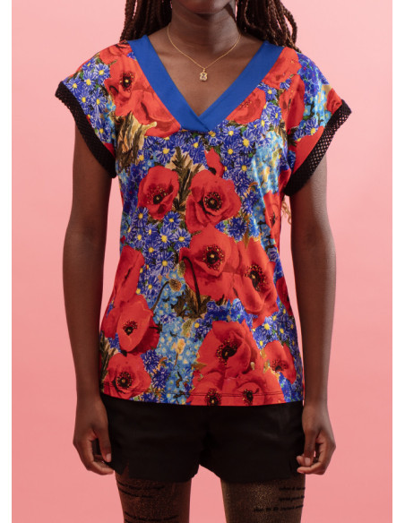 T-shirt  macia decote em bico Gimena