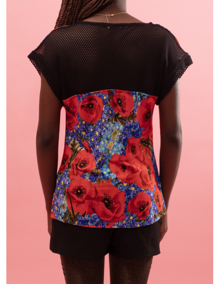 T-shirt  macia decote em bico Gimena